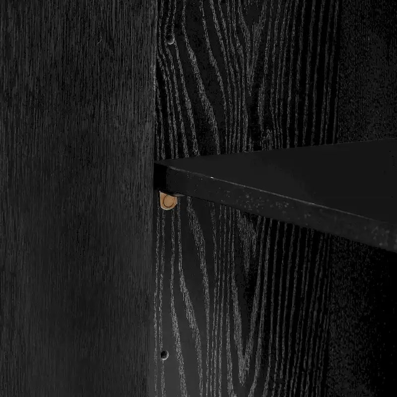 Buffet de rangement à quatre portes bleu marine et noir en MDF avec étagères réglables