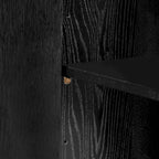 Buffet de rangement à quatre portes bleu marine et noir en MDF avec étagères réglables