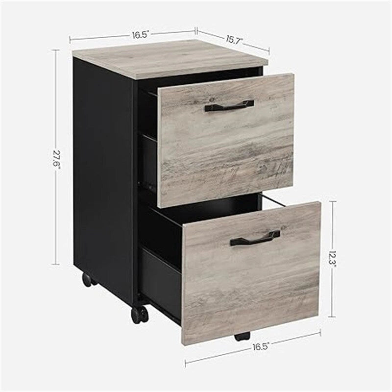 Meuble de rangement à 2 tiroirs avec roulettes, style industriel rustique