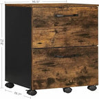 Meuble de rangement à 2 tiroirs avec roulettes, style industriel rustique