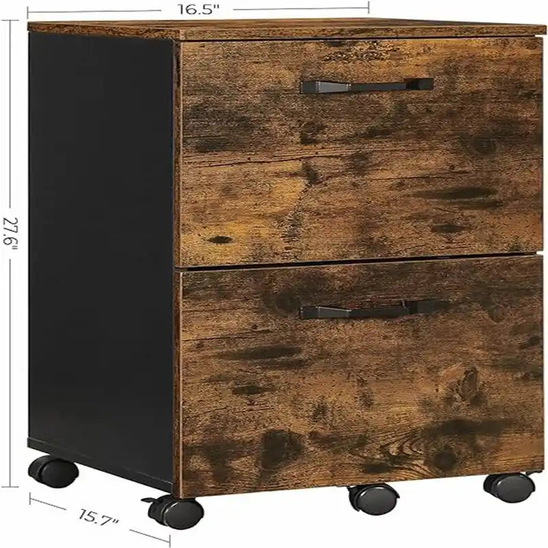 Meuble de rangement à 2 tiroirs avec roulettes, style industriel rustique