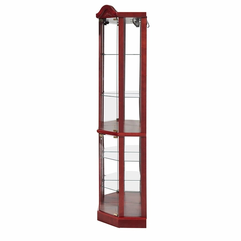 Vitrine d'angle Curio avec portes vitrées Éclairage intégré Étagères réglables Chêne Cerisier