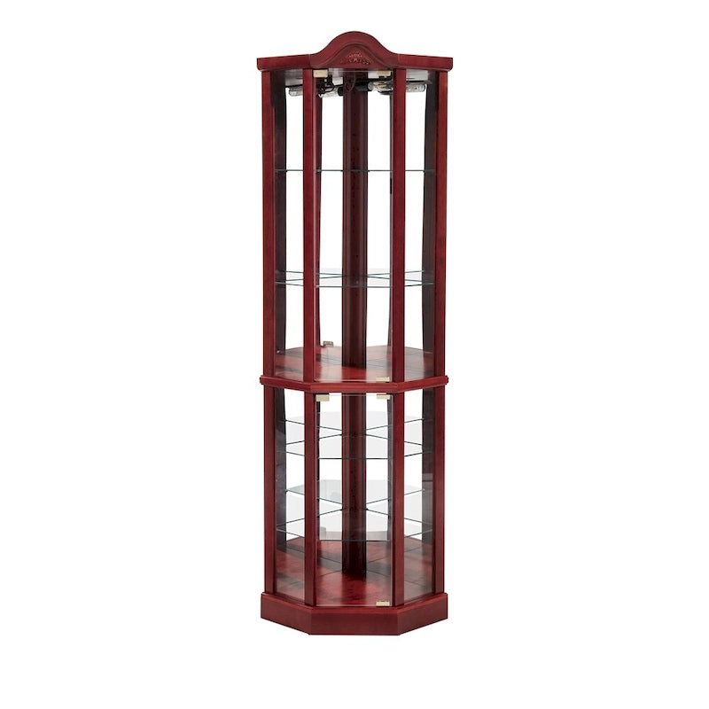 Vitrine d'angle Curio avec portes vitrées Éclairage intégré Étagères réglables Chêne Cerisier