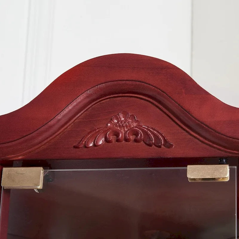 Vitrine d'angle Curio avec portes vitrées Éclairage intégré Étagères réglables Chêne Cerisier
