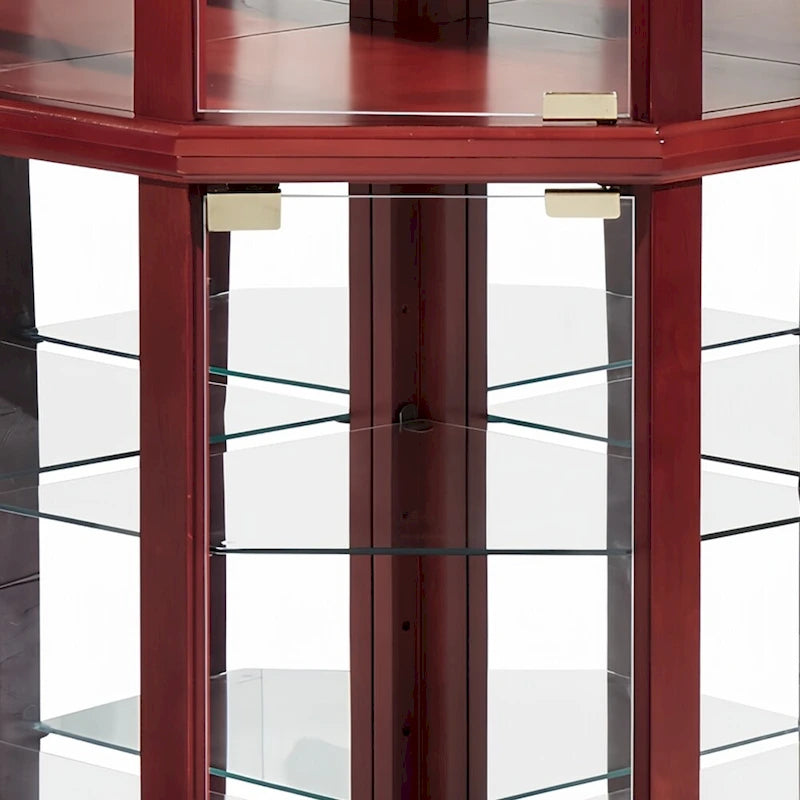 Vitrine d'angle Curio avec portes vitrées Éclairage intégré Étagères réglables Chêne Cerisier