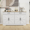 Buffet de ferme blanc avec 2 tiroirs, 4 portes, meuble de rangement