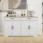 Buffet de ferme blanc avec 2 tiroirs, 4 portes, meuble de rangement