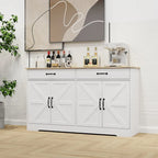 Buffet de ferme blanc avec 2 tiroirs, 4 portes, meuble de rangement
