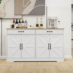 Buffet de ferme blanc avec 2 tiroirs, 4 portes, meuble de rangement