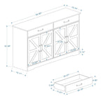 Buffet de ferme blanc avec 2 tiroirs, 4 portes, meuble de rangement