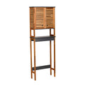Armoire de rangement au-dessus des toilettes - Finition marron, grise ou naturelle - Double porte ventilée - Autonome