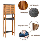 Armoire de rangement au-dessus des toilettes - Finition marron, grise ou naturelle - Double porte ventilée - Autonome