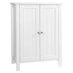 Meuble de rangement de salle de bain blanc à double porte avec étagères réglables
