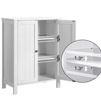 Meuble de rangement de salle de bain blanc à double porte avec étagères réglables