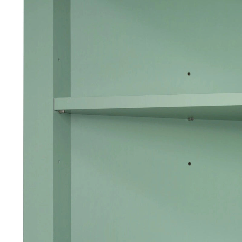 Meuble de Rangement d'Angle Haut avec 3 Tiroirs Étagères Ouvertes et Porte Vert Blanc