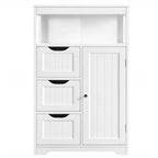 Meuble de salle de bain sur pied avec 3 tiroirs et porte, gris