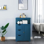 Meuble de salle de bain sur pied avec 3 tiroirs et porte, gris