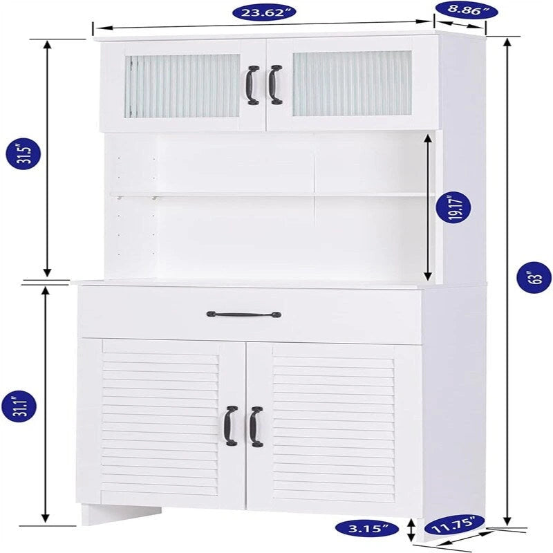 Meuble de rangement haut de salle de bain blanc avec porte vitrée à persiennes, tiroir et étagère