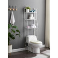 Étagère de rangement en métal à 3 niveaux pour WC, blanc argenté