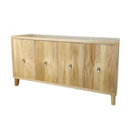 Bahut-buffet sculpté « Sunburst » 4 portes vintage avec étagères réglables