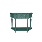 Console en bois sculpté bleu marine avec tiroir et étagère inférieure