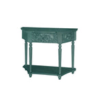 Console en bois sculpté bleu marine avec tiroir et étagère inférieure