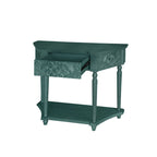 Console en bois sculpté bleu marine avec tiroir et étagère inférieure