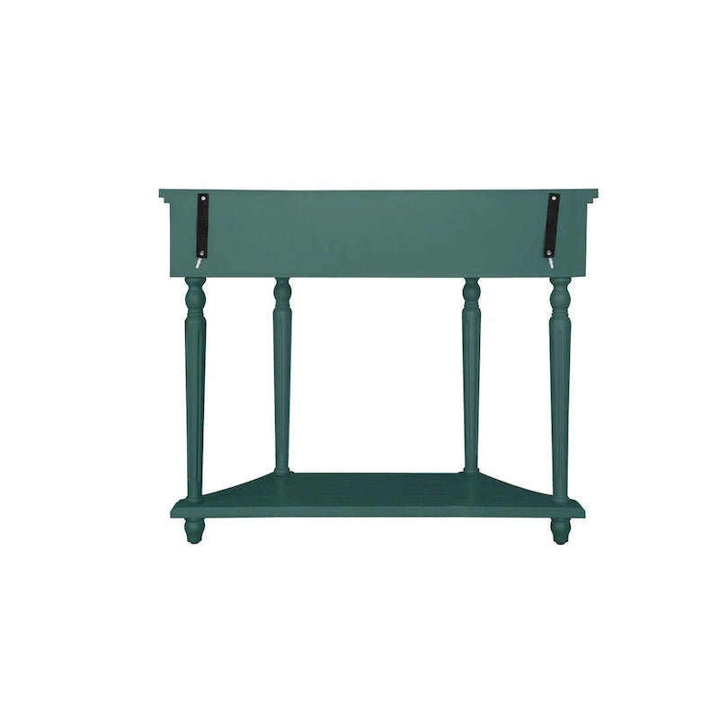 Console en bois sculpté bleu marine avec tiroir et étagère inférieure