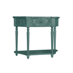 Console en bois sculpté bleu marine avec tiroir et étagère inférieure