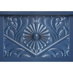 Console en bois sculpté bleu marine avec tiroir et étagère inférieure