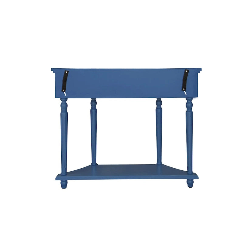 Console en bois sculpté bleu marine avec tiroir et étagère inférieure
