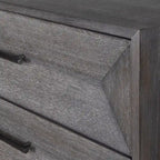 Commode d'appoint à trois tiroirs en noyer foncé avec pieds en fer