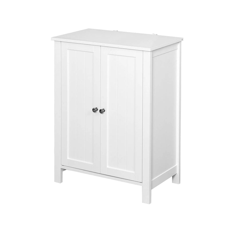 Meuble de rangement de salle de bain à double porte blanche avec étagère réglable