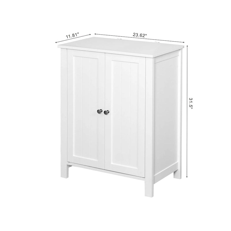 Meuble de rangement de salle de bain à double porte blanche avec étagère réglable