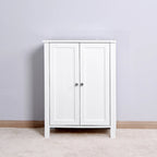 Meuble de rangement de salle de bain à double porte blanche avec étagère réglable