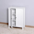 Meuble de rangement de salle de bain à double porte blanche avec étagère réglable