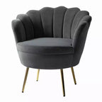 Fauteuil baril confortable avec pieds en métal doré, fauteuil d'appoint pour salon