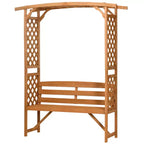 Banc de jardin Outsunny avec arche pergola et 2 treillis, banc extérieur 3 places en bois naturel pour vignes et plantes grimpantes