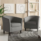Lot de 2 fauteuils club modernes en lin style tonneau
