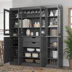 Buffet de cuisine en bois massif 100 % fabriqué en Chine avec portes en verre ou en bois massif et kit de 2 tiroirs 65 x 71,5