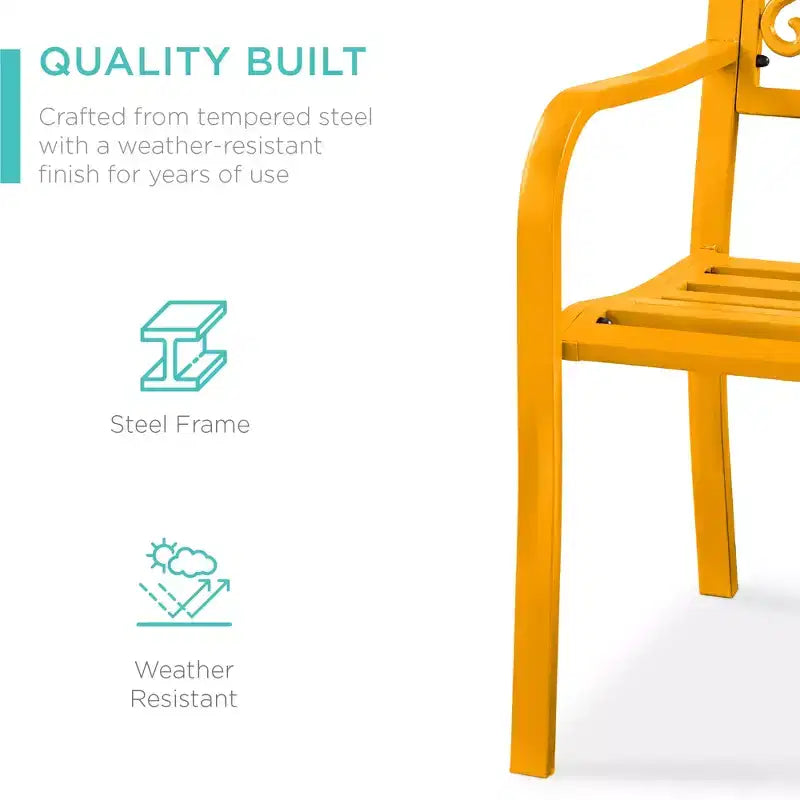 Banc d'extérieur en acier Best Choice Products, mobilier de jardin pour terrasse ou porche avec dossier à motif floral