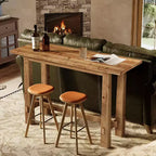 Table de bar haute en bois massif de 63 pouces pour cuisine, café ou restaurant
