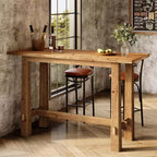 Table de bar haute en bois massif de 63 pouces pour cuisine, café ou restaurant