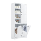 Meuble de rangement de salle de bain avec tiroirs, panier à linge inclinable, multiples espaces de rangement, étagère ouverte, étagère réglable