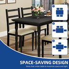 Ensemble de salle à manger de ferme Moasis avec 4 chaises, table à manger rectangulaire, style colonne romaine pour la cuisine