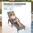 Lot de 2 chaises longues de jardin, transat inclinable réglable sur 5 positions, tissu Textilène, chaise longue de piscine de 193 cm pour terrasse, jardin et bord de piscine