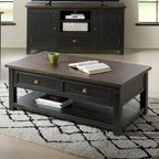 The Gray Barn Downington Table Basse à 2 Tiroirs en Bois Massif