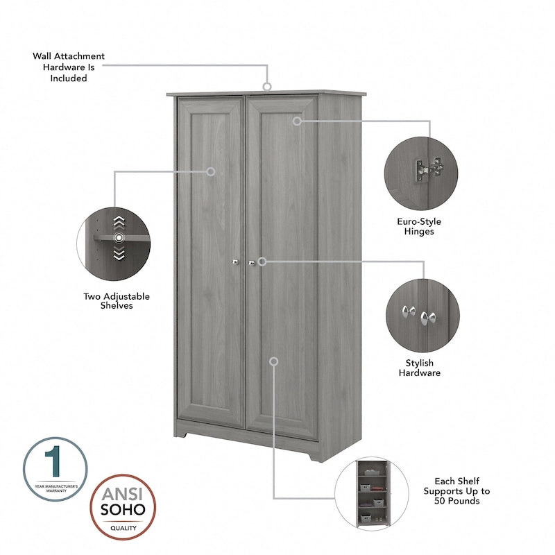 Meuble de rangement haut Cabot Espresso Oak avec portes – 31,38 long. x 16,30 larg. x 61,14 haut.
