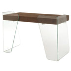 Bureau ARCHIE avec plateau en verre transparent.