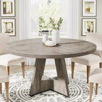 Table à manger ronde de 120 cm pour 4 personnes, table de salle à manger/cuisine/salon en bois style ferme